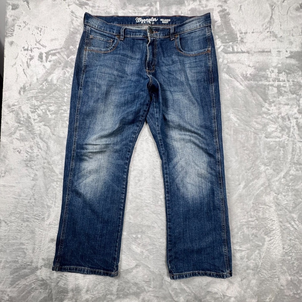 Wrangler Retro Relaxed Fit Bootcut Jean Mens 36x30 Blue Zip Fly Mid Rise Denim‎